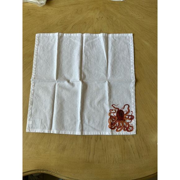 5 Pottery Barn Playa Sea Life Napkins Octopus Crab Puffer Fish 20 " Linen Beach - Picture 5 of 11